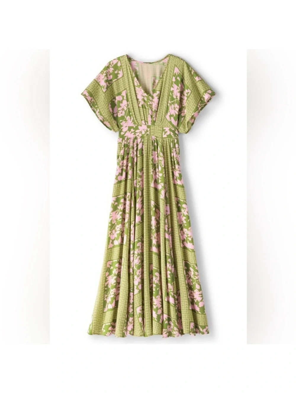 Soft Surroundings leslie maxi dress boho Floral Smocked Waist Large Resortwear